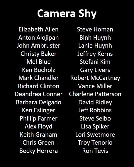 Names of classmates without a senior photo